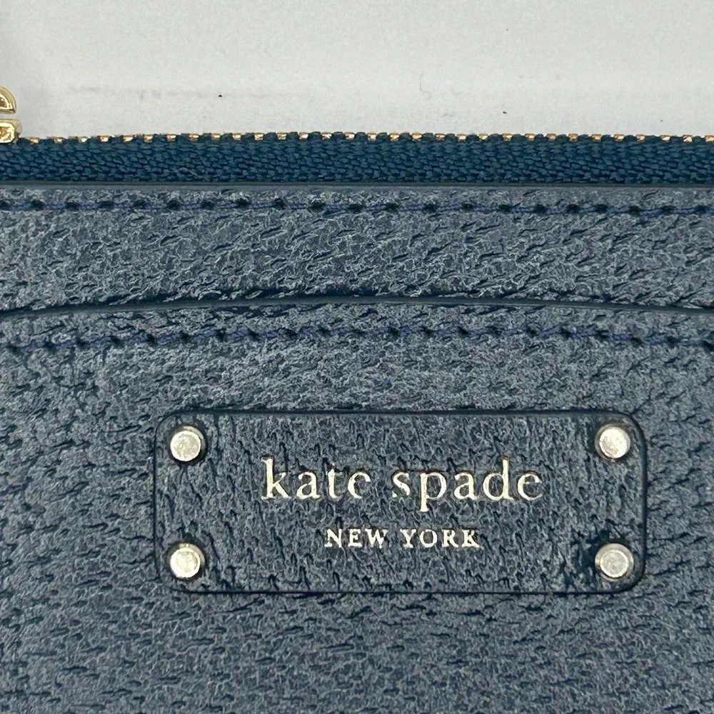 Kate Spade New York Black Leather Zip Card Holder Coin‎ Pouch Wristlet